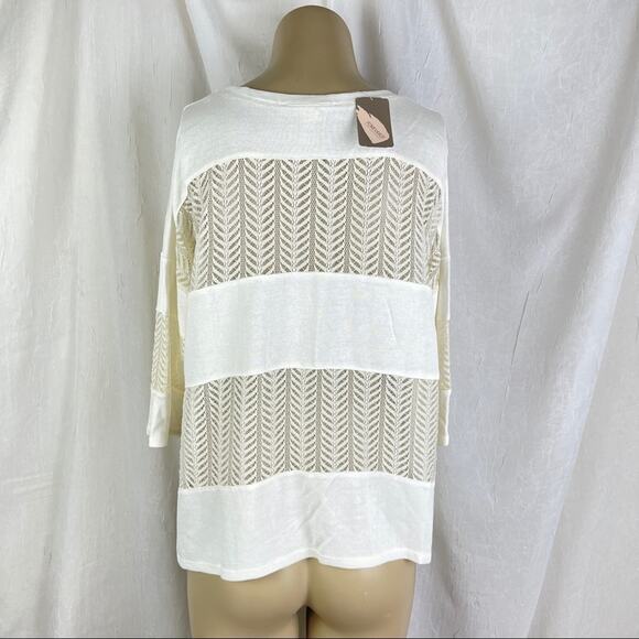 🫶🏼 NWT Cream Lace Panel Shirt Sheer Flowy Slouchy 3/4 Sleeves Forever 21 XS - Picture 10 of 16